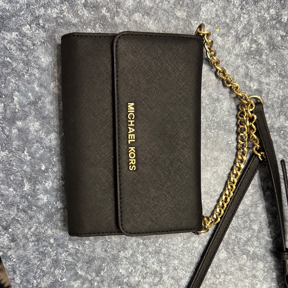 Michael Kors Black and Gold Chain Crossbody